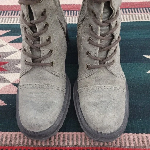 Vintage 1990s Esprit Military Combat Lace Up Boots Sz 7 Green Chunky Trooper‎ - Picture 4 of 11